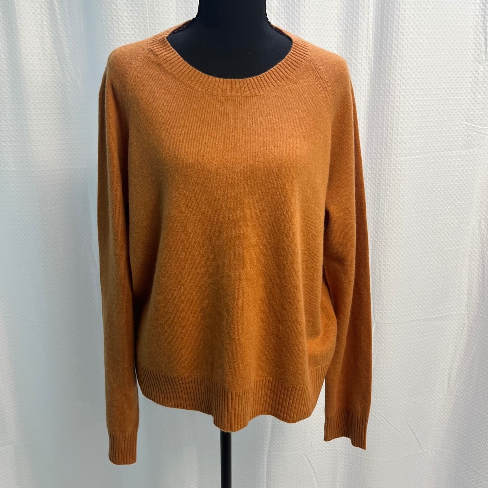 Spartina 449 Burnt Orange 100% Cashmere Crewneck Raglan Sleeve Sweater Women XXL